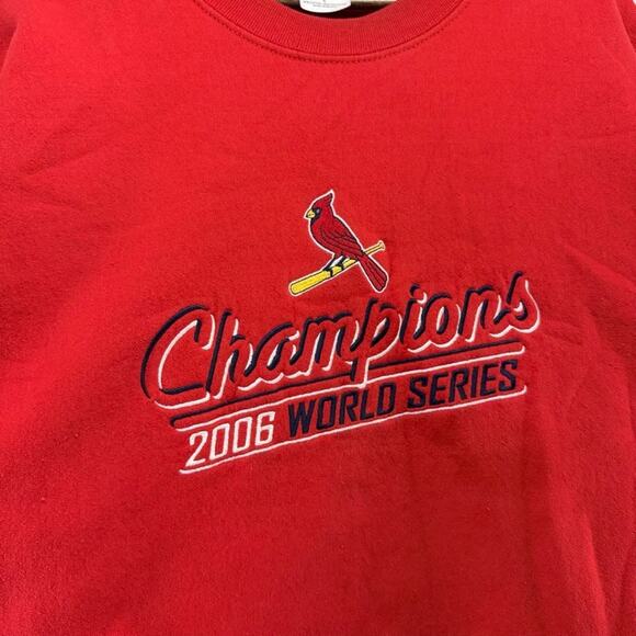 Vintage St Louis Cardinals Sweatshirt Men's large Red Crewneck 2006 World Series - Picture 3 of 12
